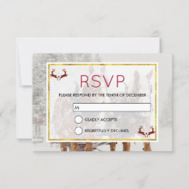 Convites Horse Drawn Sleigh Pena de Natal RSVP