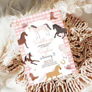 Convites Horse Pony Saddle Up Cowgirl Aniversário