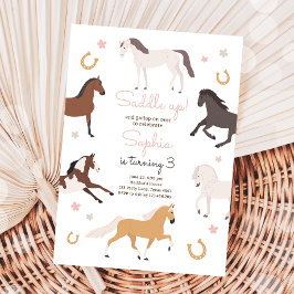 Convites Horse Pony Saddle Up Cowgirl Aniversário