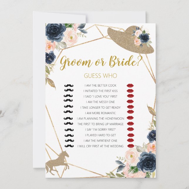 Convites Horse Race Groom or Bride Bridal Shower Game  (Frente)