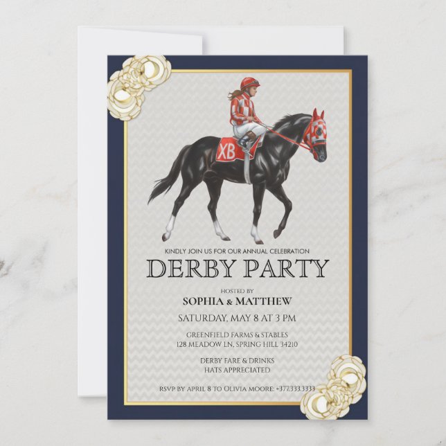 Convites Horse Racing Derby Party Invitation Art 2026 (Frente)