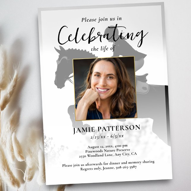 Convites Horse Rider Celebration of Life Photo Funeral (Criador carregado)