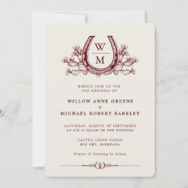 Convites Horseshoe Cactus Western Country Boho Wedding