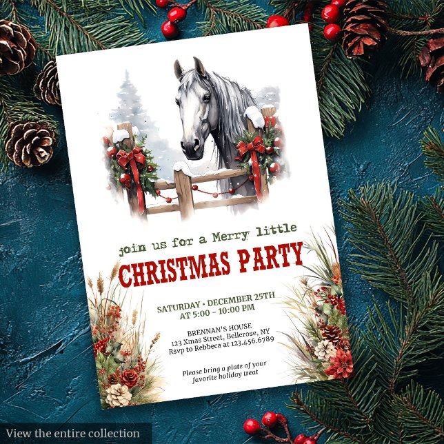 Convites Horseshoe charm Christmas party editable invites (Horseshoe charm Christmas party editable invitation

)