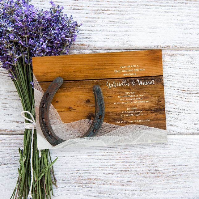 Convites Horsferes Veil Western Barn Posto Wedch Brunch (Criador carregado)