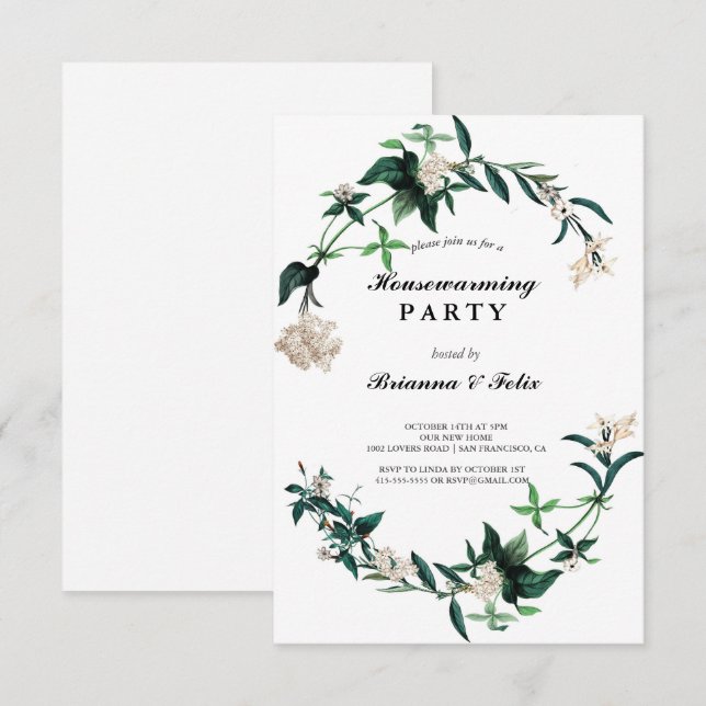 Convites horta Tropical Green Housearming Party (Frente/Verso)
