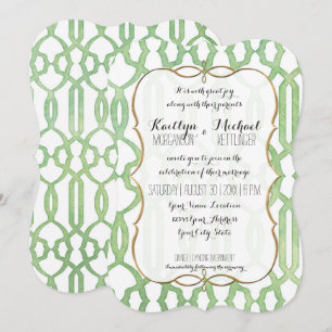Convites Hortelã Dourado do teste padrão da treliça da