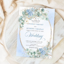 Convites Hortênsia Azul Botânica Trigo Casamento Elegante