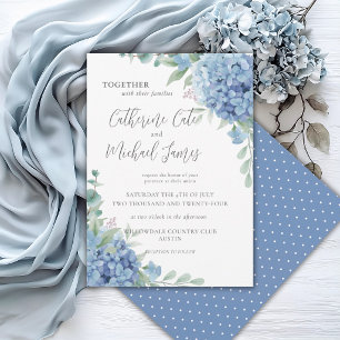 Convites Hortênsia Azul Casamento de Bolinhas Florais
