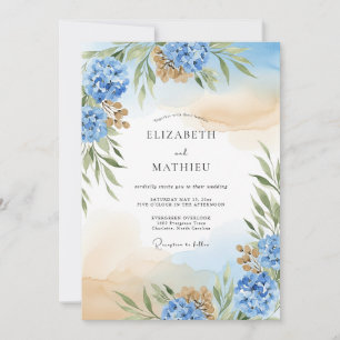 Convites Hortênsia Azul Casamento Etéreo