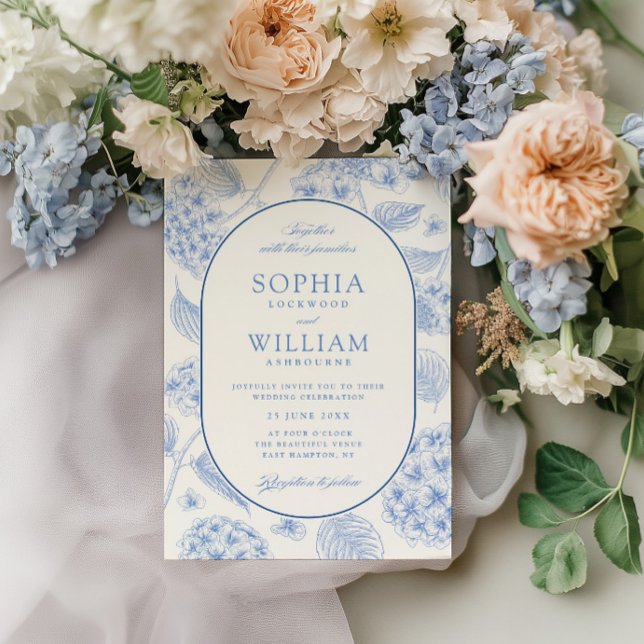 Convites Hortênsia Azul Casamento Vintage (Criador carregado)