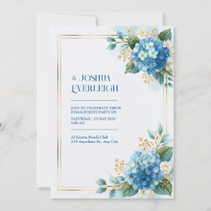 Convites Hortênsia Azul Céu Casamento Dourado