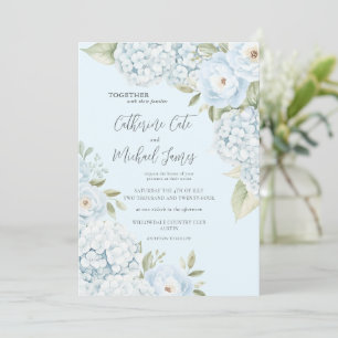 Convites Hortênsia Azul Elegante Orçamento de Casamento Flo
