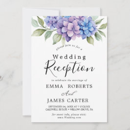 Convites Hortênsia Azul Elegante | Recepção de Casamento Br