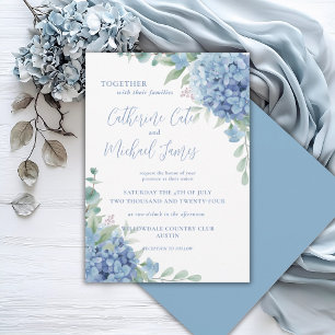 Convites Hortênsia Azul Floral Casamento Elegante
