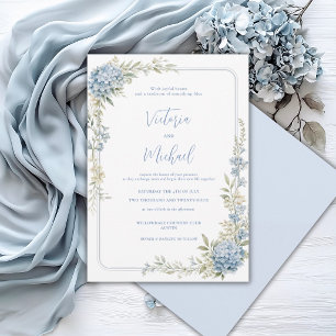 Convites Hortênsia Azul Floral Casamento Elegante