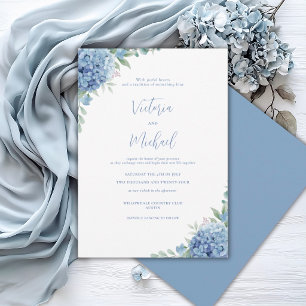Convites Hortênsia Azul Floral Casamento Elegante