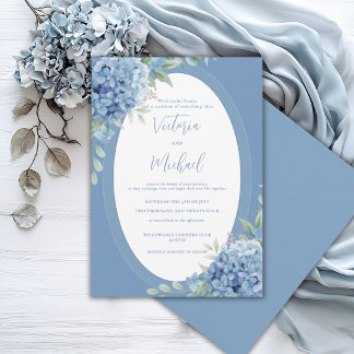 Convites Hortênsia Azul Floral Casamento Elegante