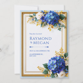 Convites Hortênsia Azul Íris Wedding Dourado