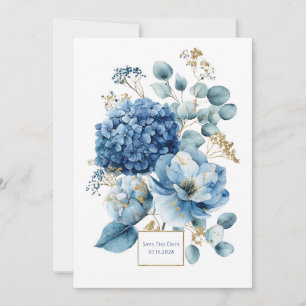 Convites Hortênsia Azul Poeirenta Elegante com Brilho Doura