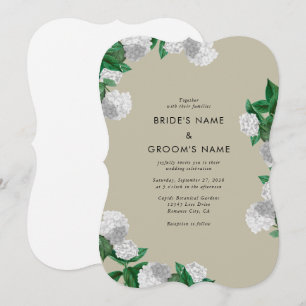 Convites Hortênsia Branca Flora Verde Moderno Casamento