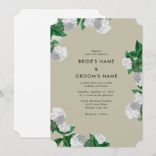 Convites Hortênsia Branca Flora Verde Moderno Casamento