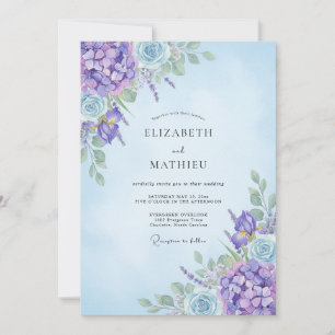 Convites Hortênsia Cornflower Eucalipto Casamento Amethyst