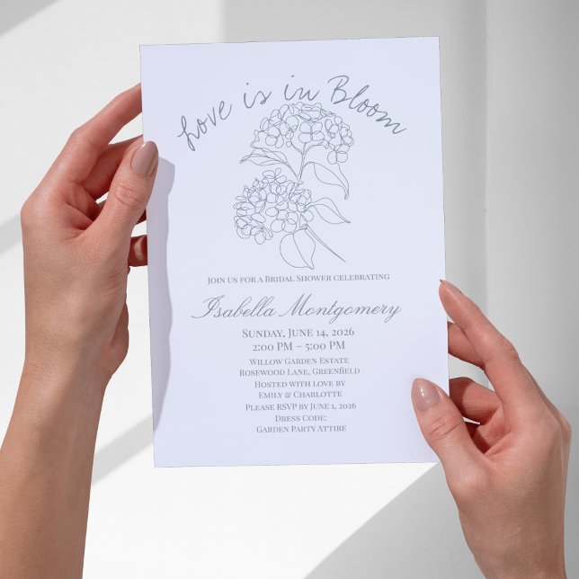 Convites Hortênsia de Arte de Linha de Primavera (Spring Line Art Hydrangea Invitations
)