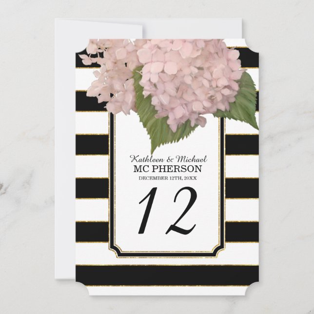 Convites Hortênsia Estilo Art Déco Moderno com Listras Fals (Frente)