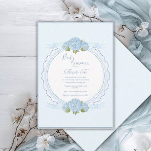 Convites Hortênsia Floral Azul Chave de Sol Bebê 