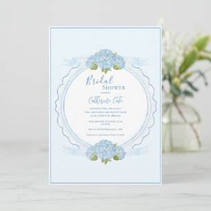 Convites Hortênsia Floral Azul Chuveiro de Noiva Elegante