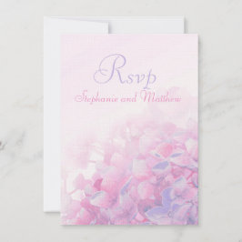Convites Hortênsia floral casamento formal RSVP rosa roxo