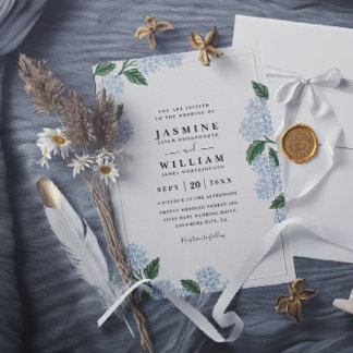 Convites Hortênsia Floral Rústico Elegante Casamento Modern