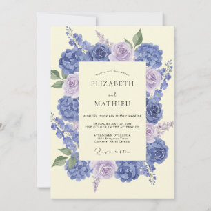 Convites Hortênsia Lilás Periwinkle Eucalipto Muted Weddin