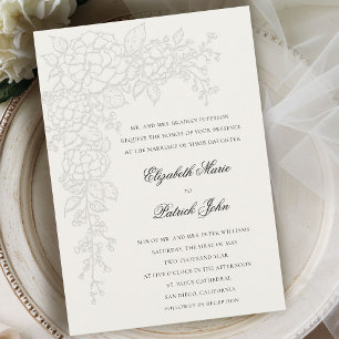 Convites Hortênsia Luminosa Ecru Casamento Clássico Formal