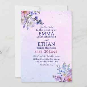 Convites hortênsia pervinca ameixa lavanda azul Casamento