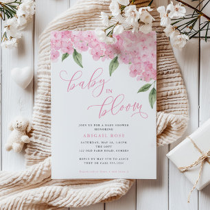 Convites Hortênsia Rosa Bebê em Flor Chá de Bebê