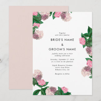 Convites Hortênsia Rosa Flora Verde Moderno Casamento