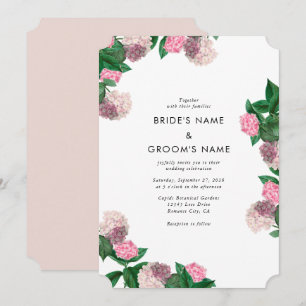 Convites Hortênsia Rosa Flora Verde Moderno Casamento
