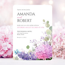 Hortênsia Rosa Flores Aquarela Casamento Elegante