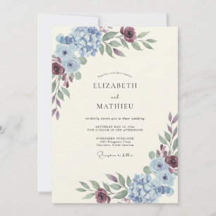 Convites Hortênsia Violeta Centáurea Casamento Eucalipto