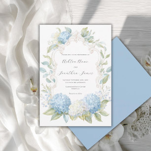 Convites Hortênsias Azuis Brancas Casamento Elegante