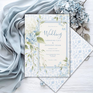 Convites Hortênsias Azuis Brancas Casamento Elegante Vintag