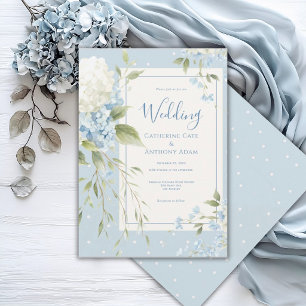 Convites Hortênsias Azuis Brancas Casamento Vintage Elegant