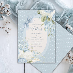 Convites Hortênsias Azuis Brancas Casamento Vintage Elegant