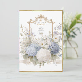 Convites Hortênsias Azuis Elegantes Casamento Vintage