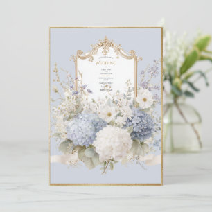 Convites Hortênsias Azuis Elegantes Casamento Vintage
