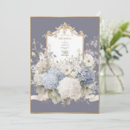 Convites Hortênsias Azuis Elegantes Casamento Vintage Roxo