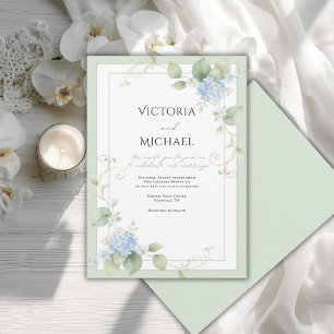 Convites Hortênsias Azuis Florais Elegantes Casamento