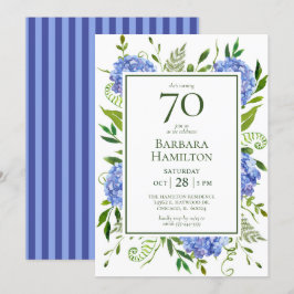 Convites Hortênsias Azuis para 70º Aniversário